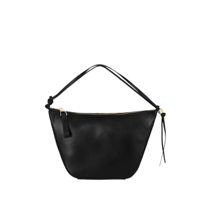 Bolsa Feminina Pequena Hobo Em Couro - Preto
