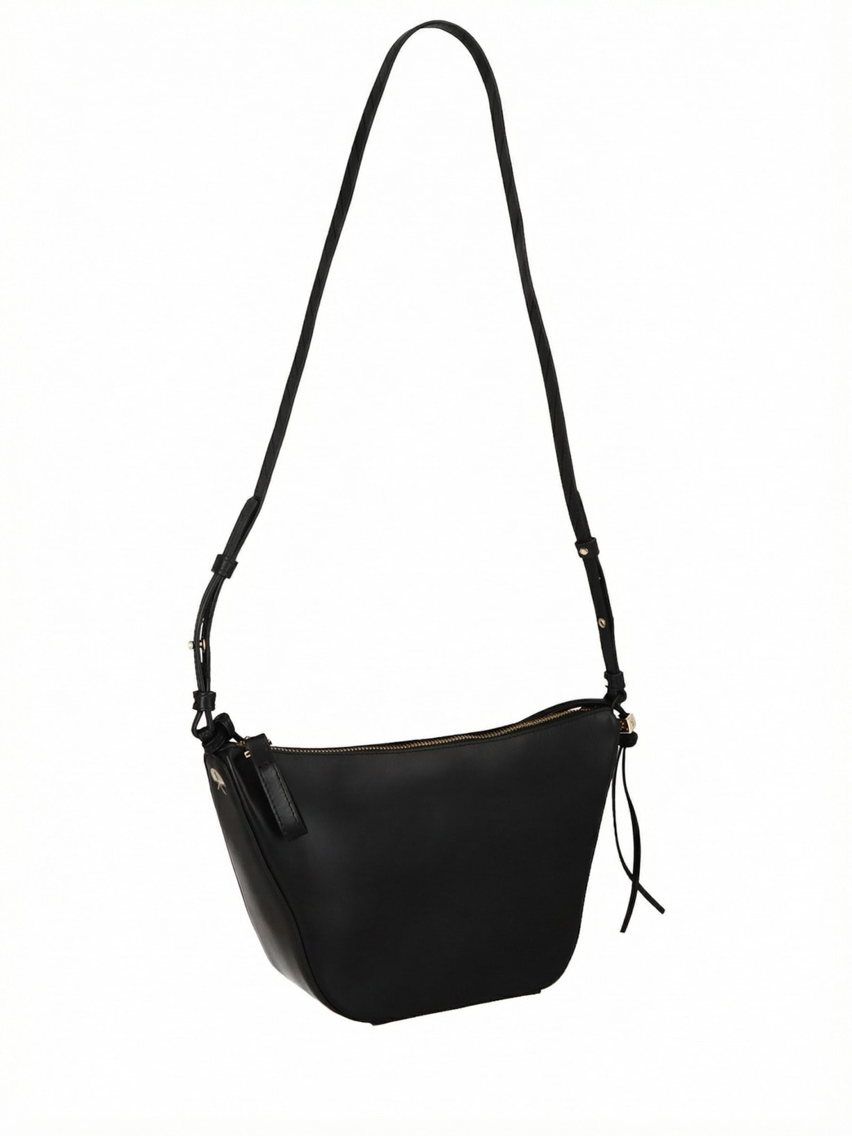 Bolsa Feminina Pequena Hobo Em Couro Preto Luiza Barcelos