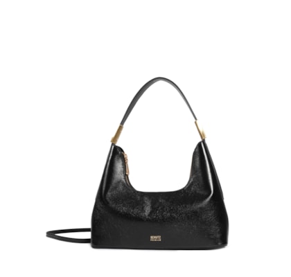 Bolsa Feminina Pequena Hobo Tiracolo Couro - Preto