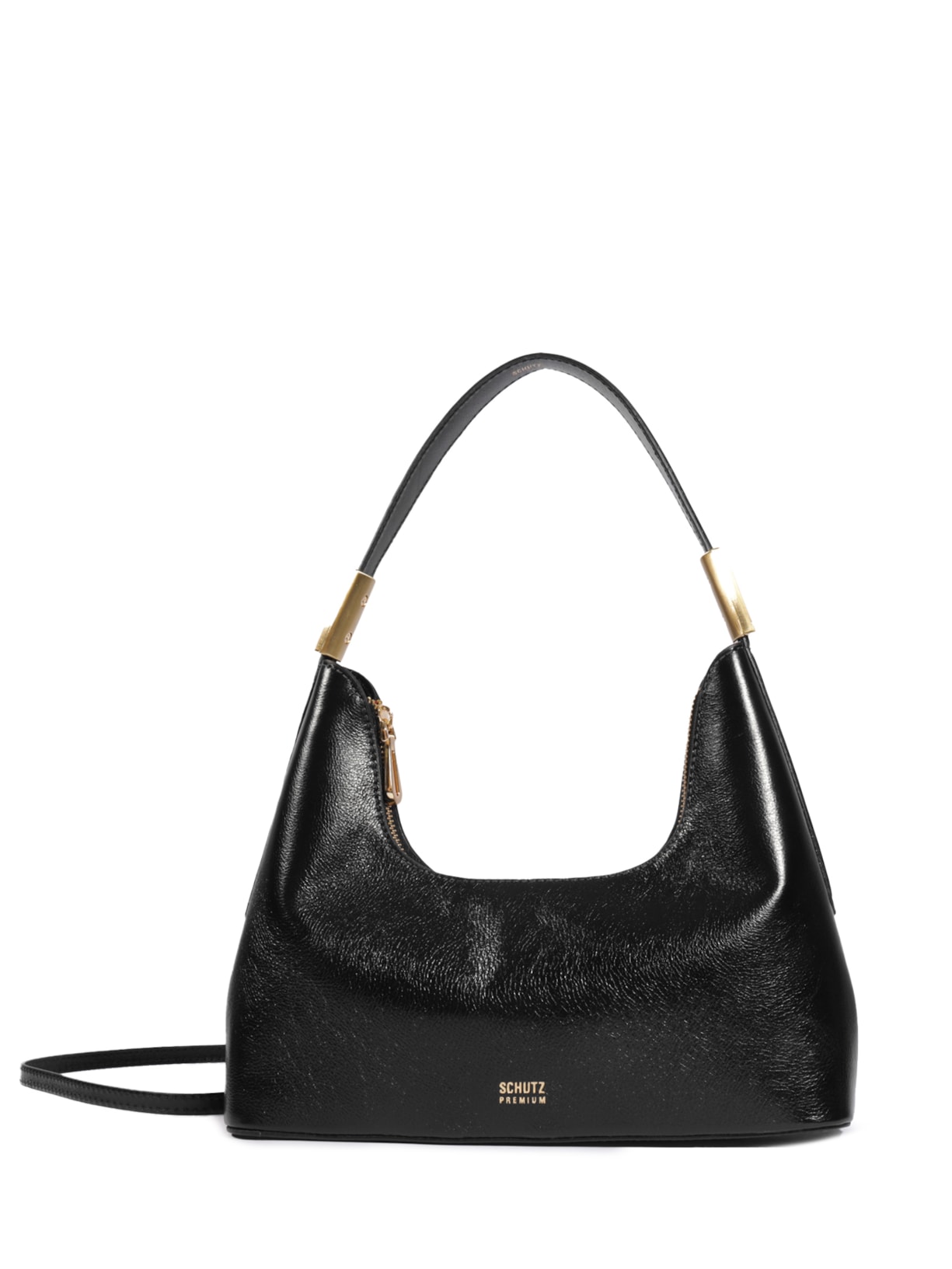 Bolsa Feminina Pequena Hobo Tiracolo Couro - Preto
