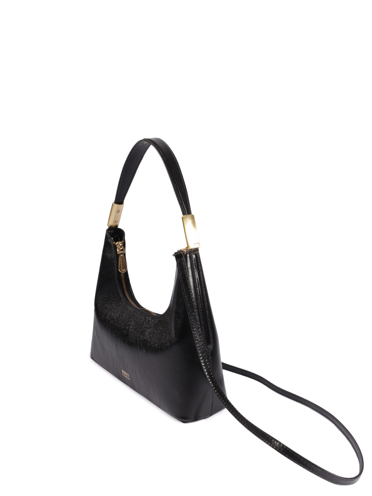 Bolsa Feminina Pequena Hobo Tiracolo Couro Preto Schutz