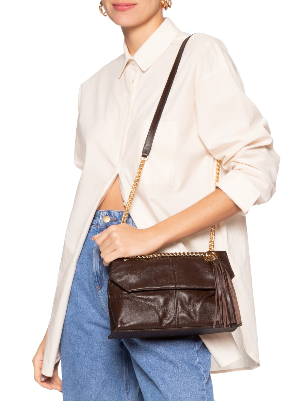 Bolsa Feminina Pequena Leather Glove Marrom Arezzo