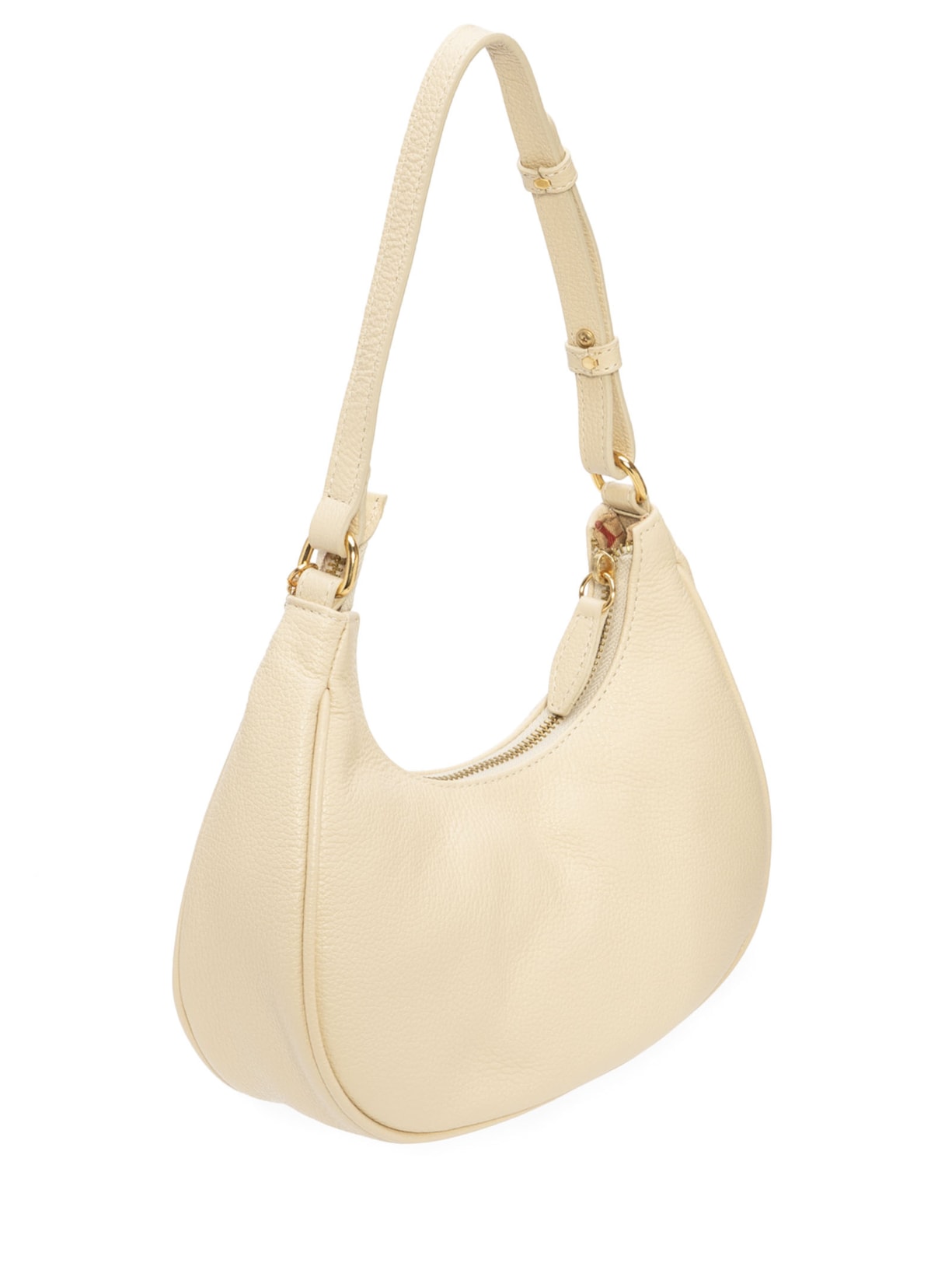 Bolsa Feminina Pequena Meia Lua Couro Bege Luiza Barcelos