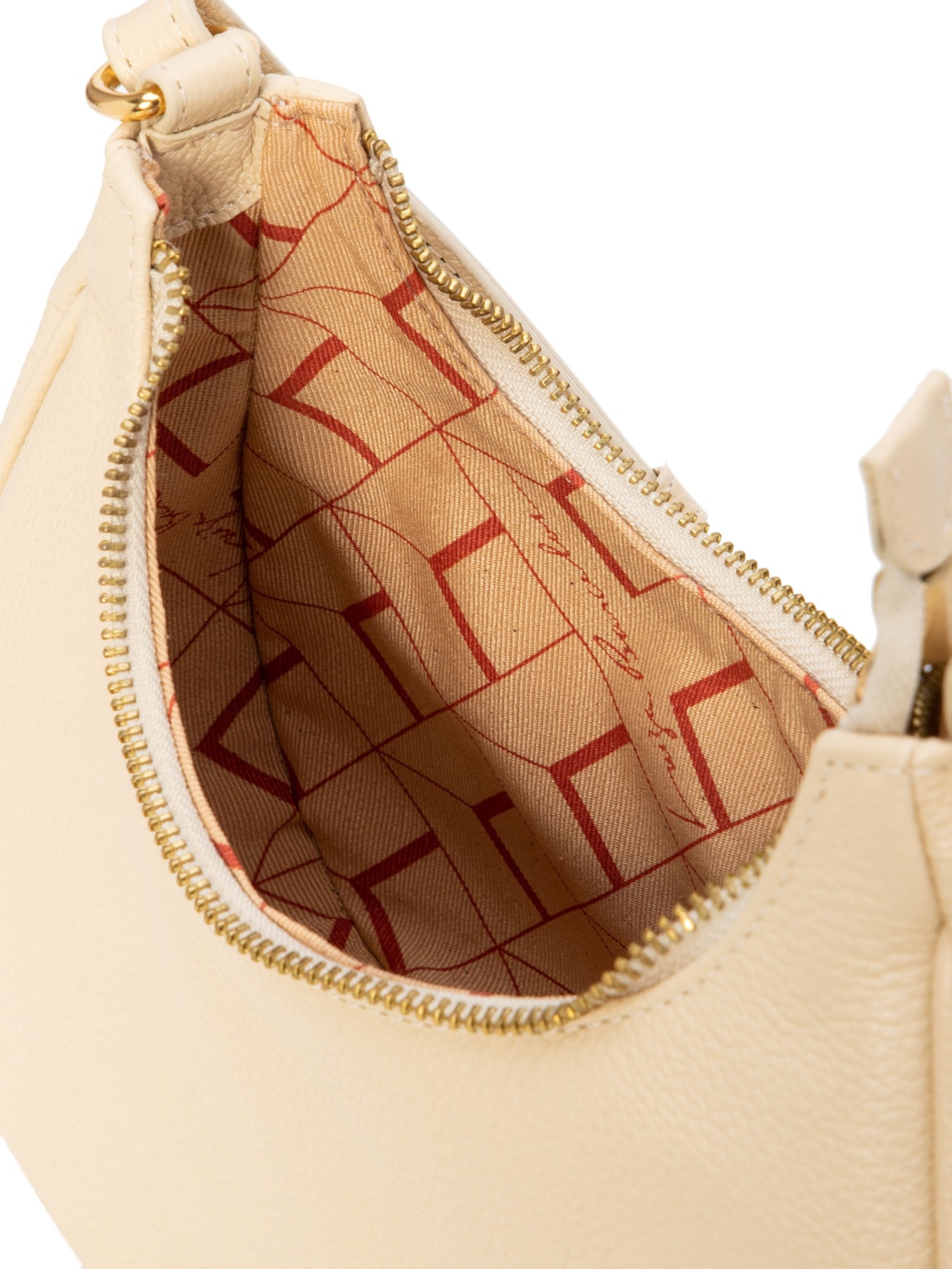 Bolsa Feminina Pequena Meia Lua Couro Bege Luiza Barcelos