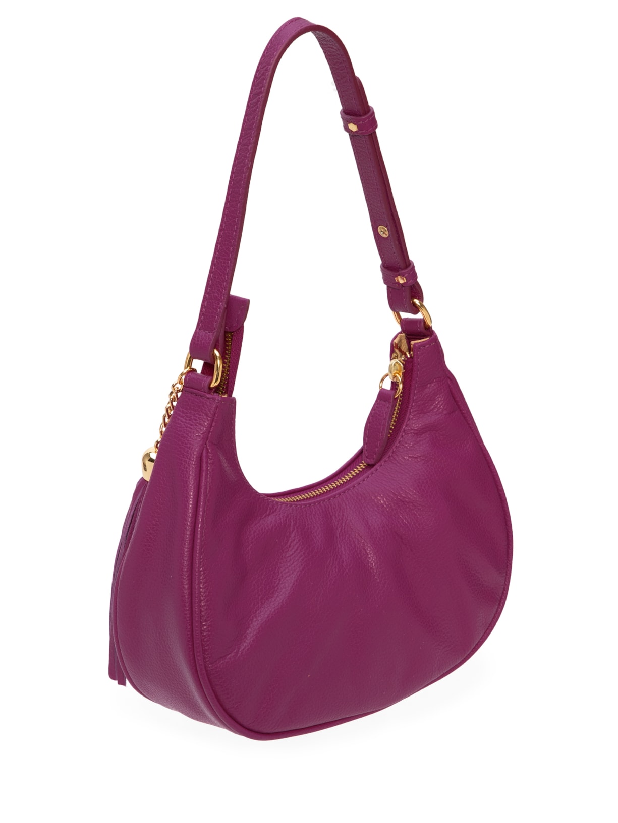 Bolsa Feminina Pequena Meia Lua Couro Rosa Luiza Barcelos