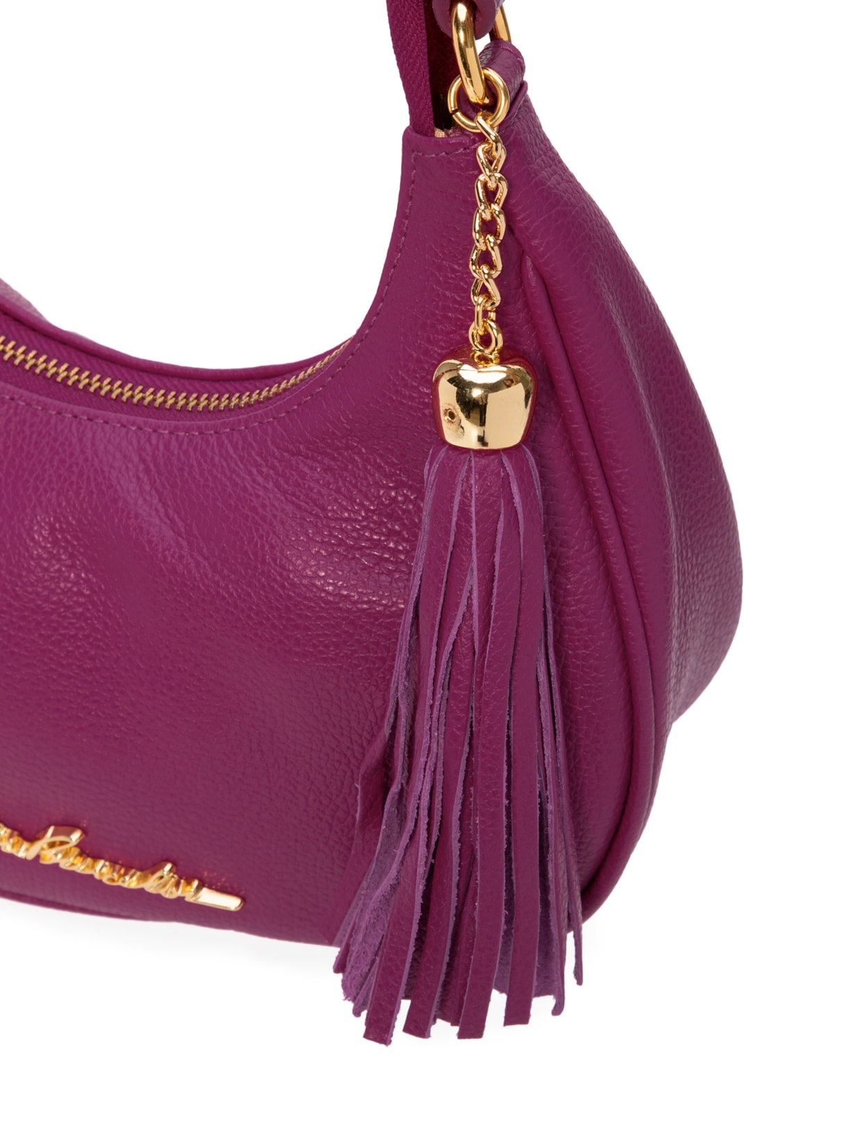 Bolsa Feminina Pequena Meia Lua Couro Rosa Luiza Barcelos