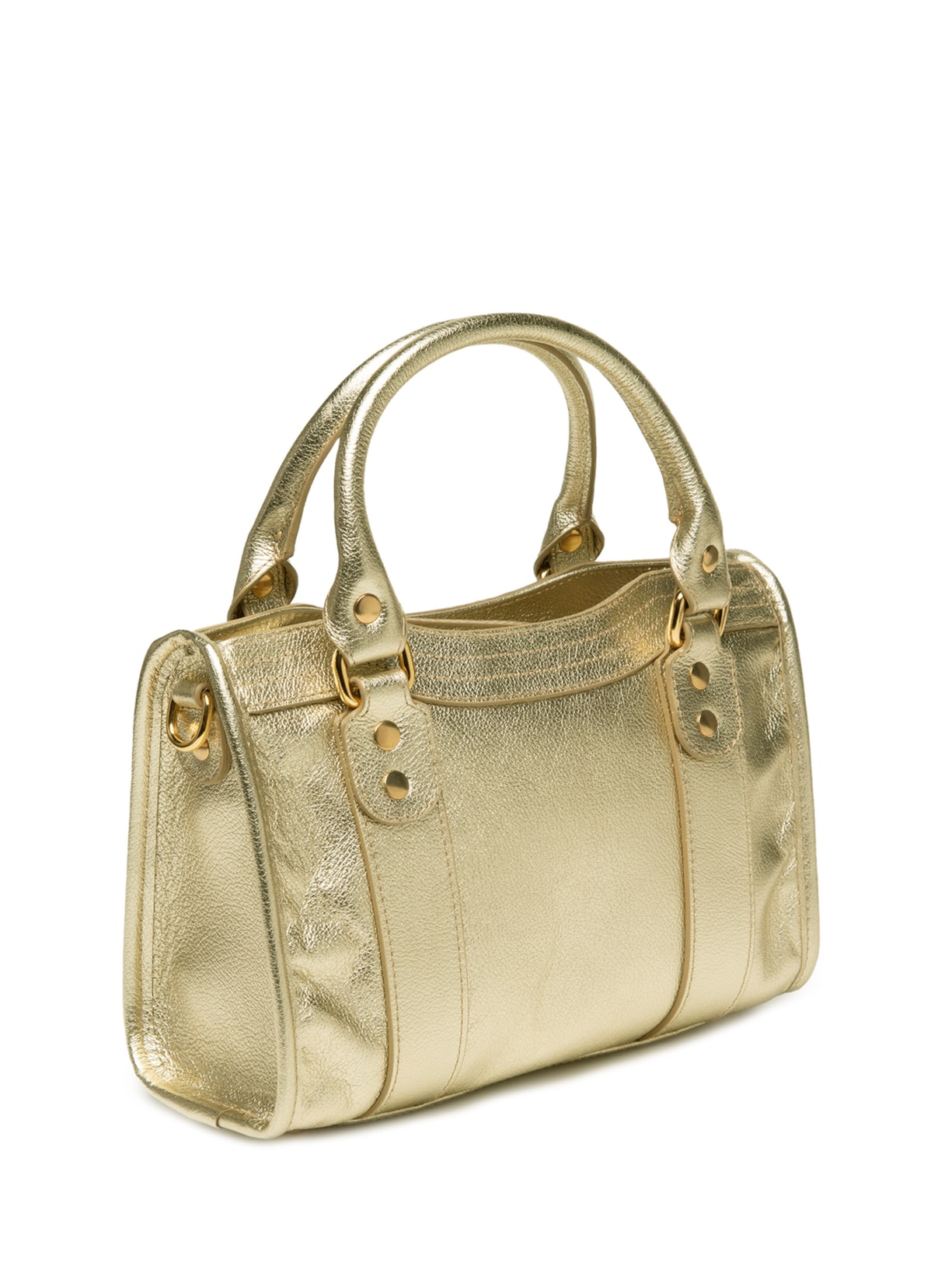 Bolsa Feminina Pequena Metal Leather Dourado Luiza Barcelos