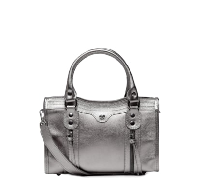 Bolsa Feminina Pequena Metal Leather - Prateado