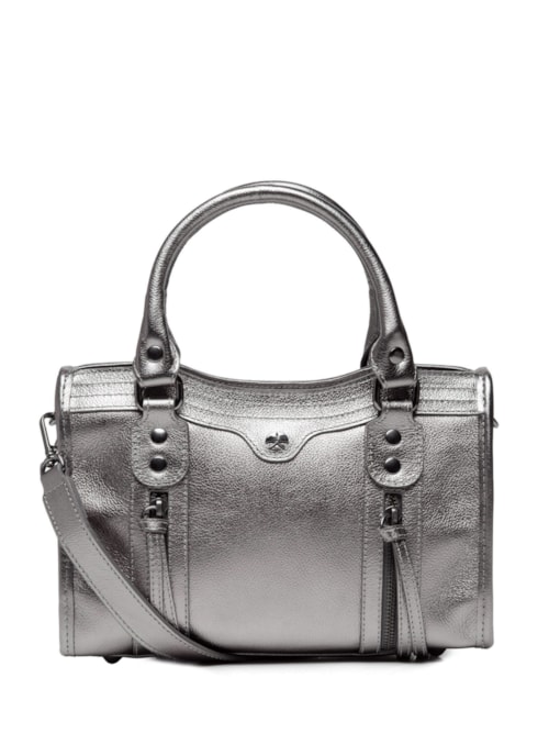 Bolsa Feminina Pequena Metal Leather - Prateado