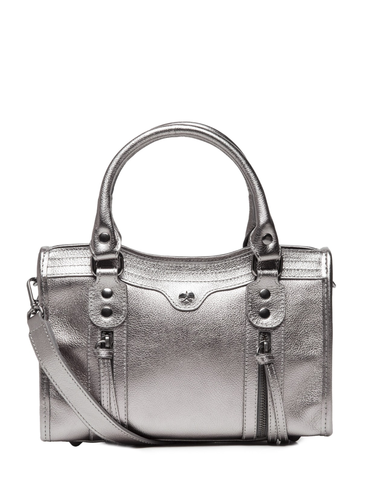 Bolsa Feminina Pequena Metal Leather Prateado Luiza Barcelos