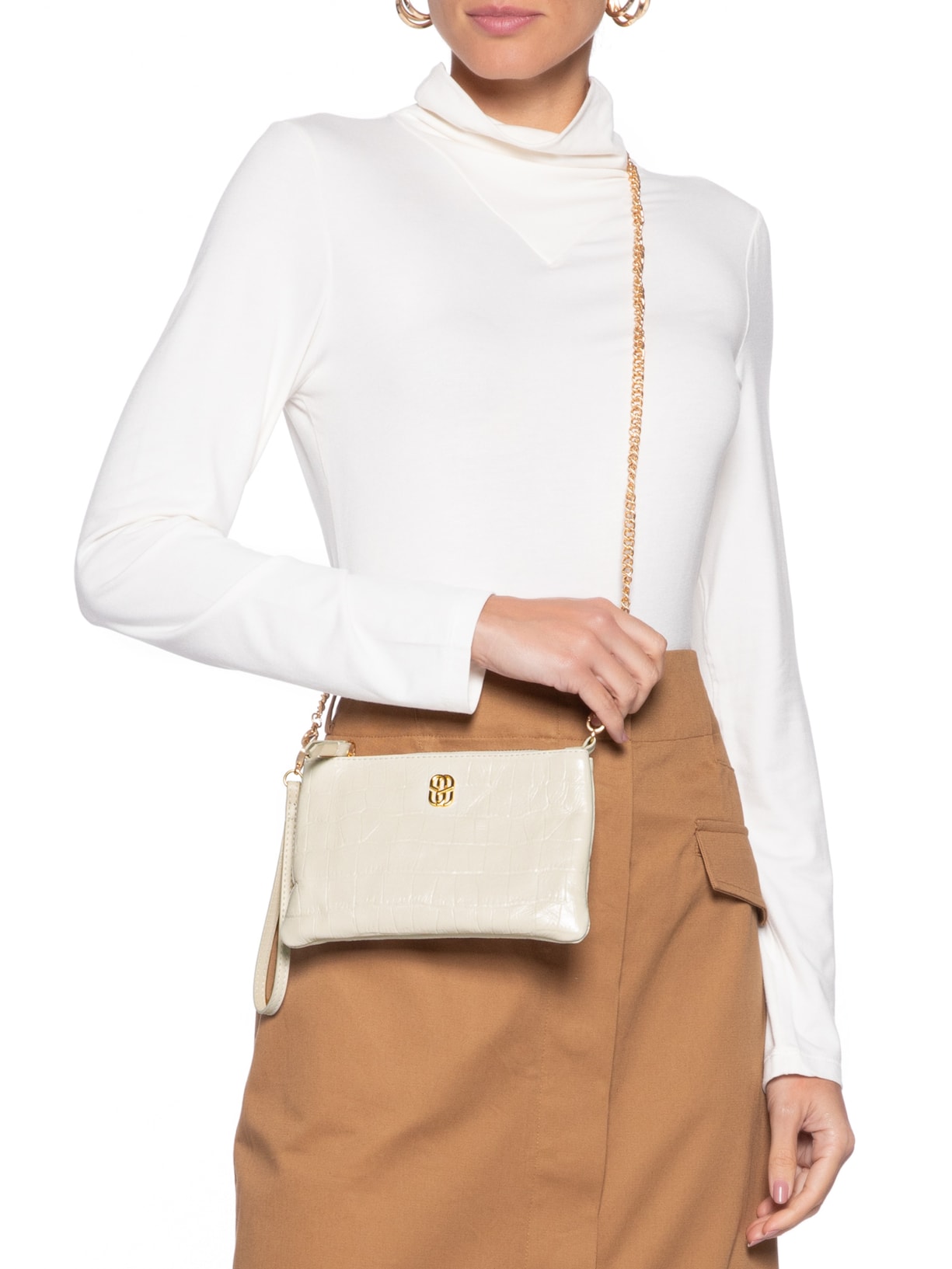 Bolsa Feminina Pequena Napa Fl Branco Schutz