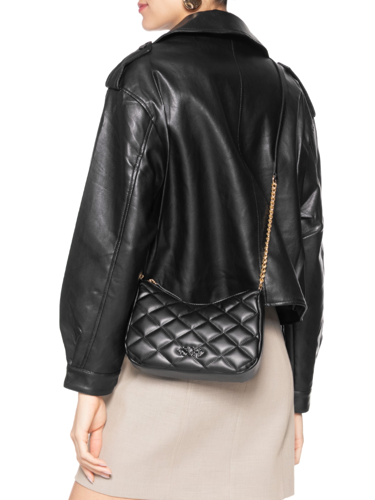 Bolsa Feminina Pequena Napa Paris Tecno Preto Schutz