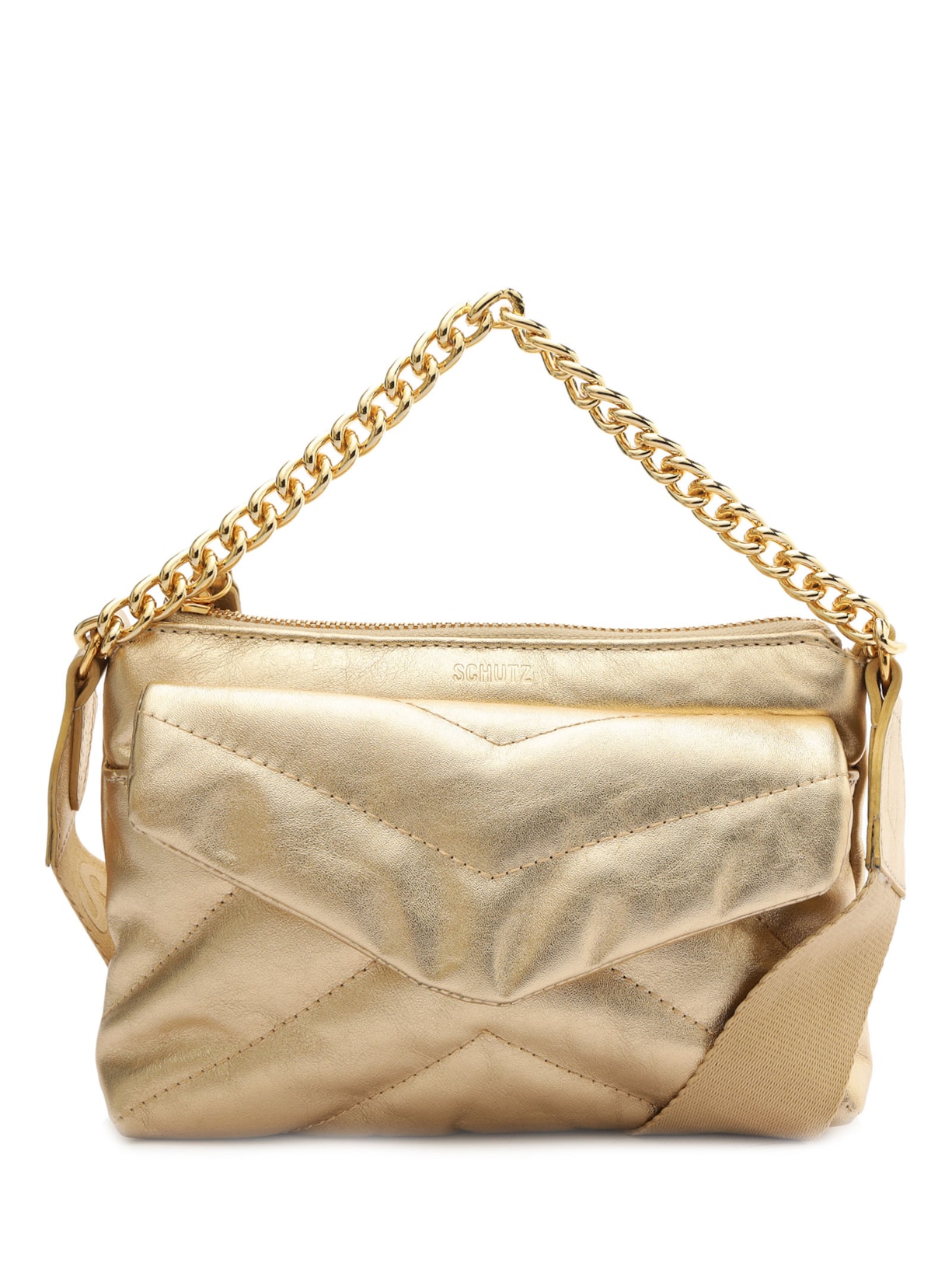 Bolsa Feminina Pequena Napa Rosso Metalizada - Dourado