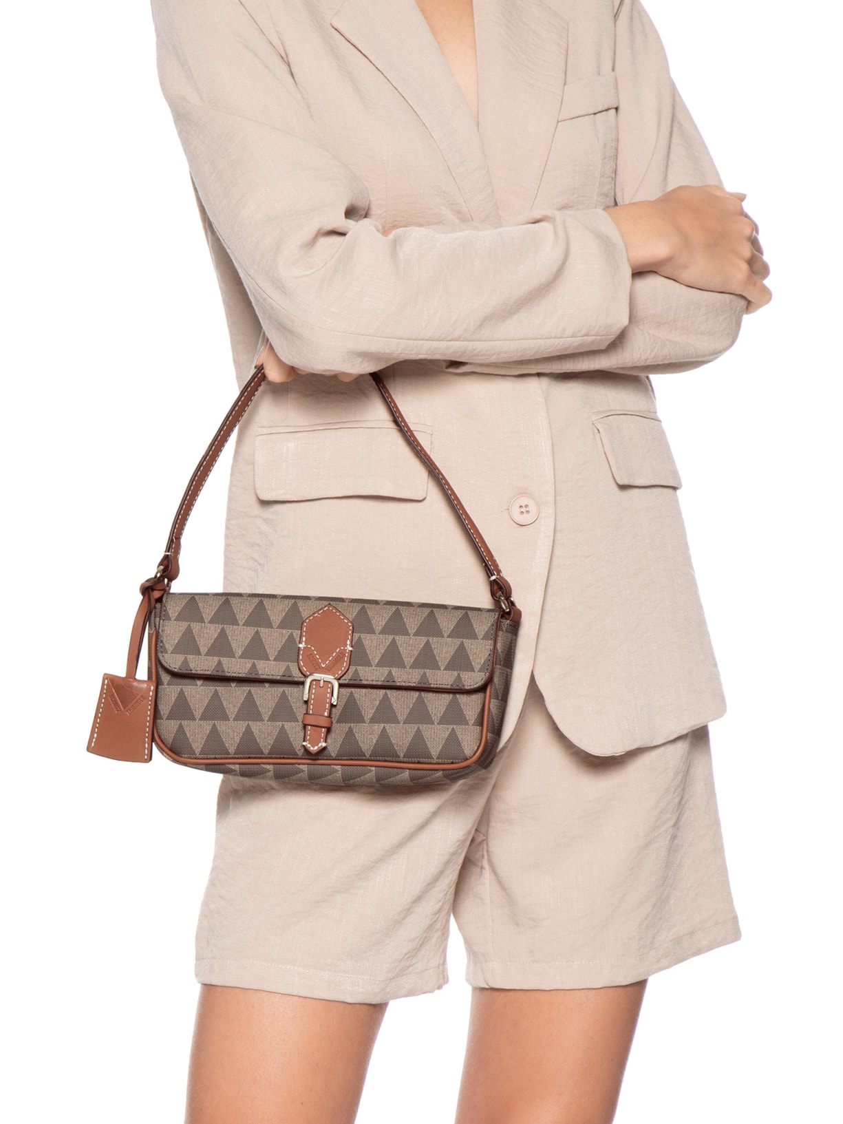 Bolsa Feminina Pequena New Canvas Triangle Madison Nat Cinza Schutz