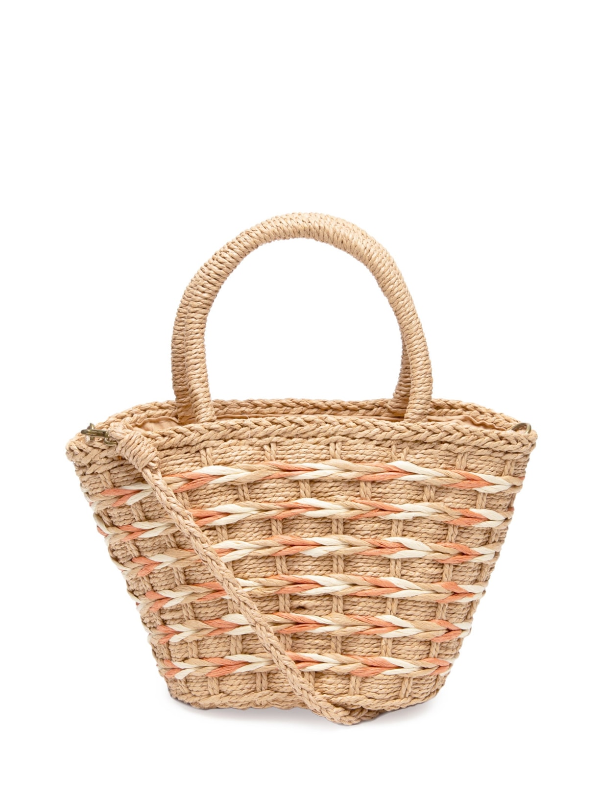 Bolsa Feminina Pequena Palha Bicolor - Bege