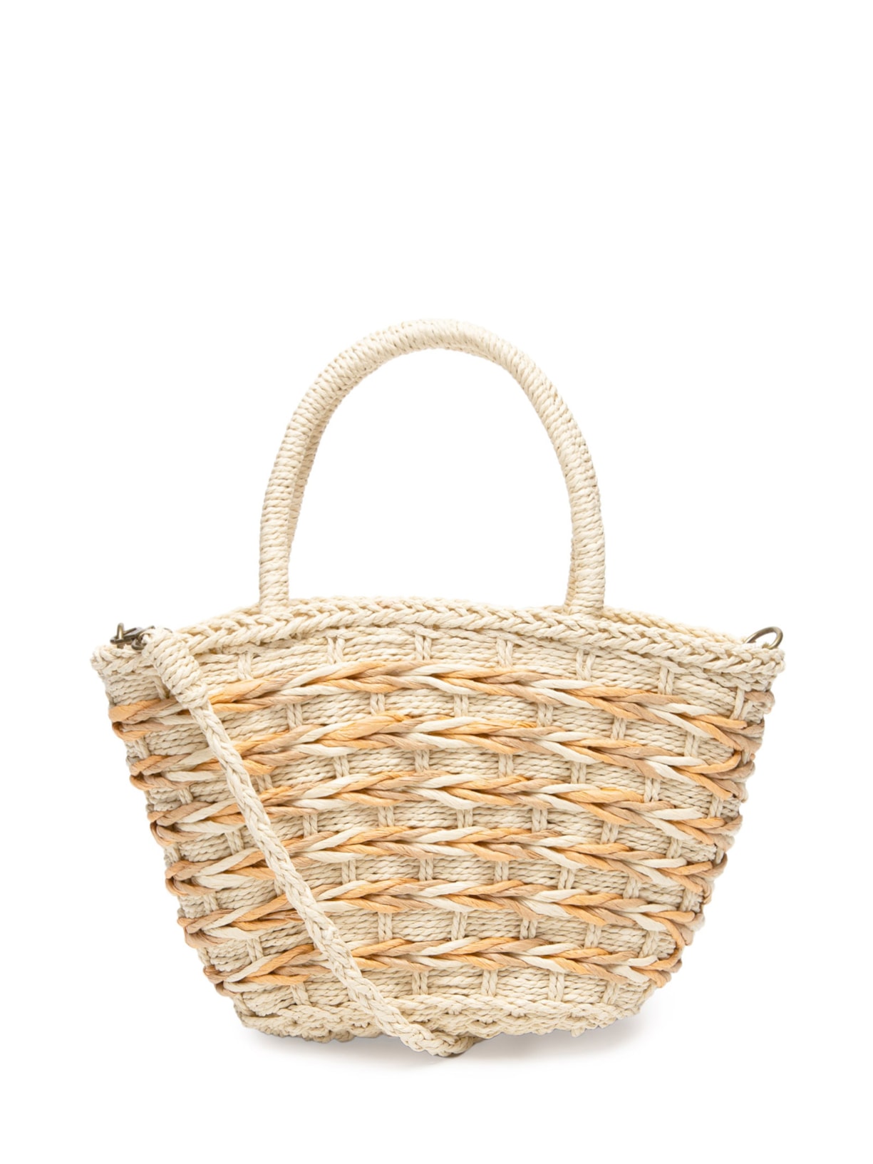 Bolsa Feminina Pequena Palha Bicolor - Off White