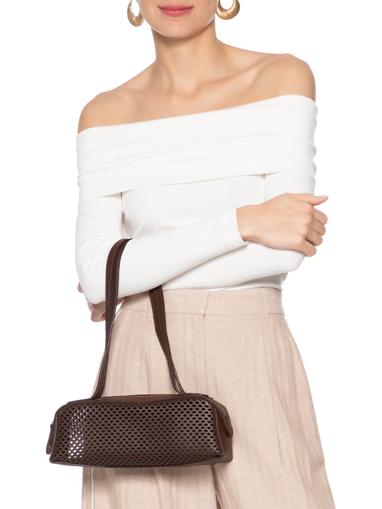 Bolsa Feminina Pequena Panamá Marrom Luiza Barcelos
