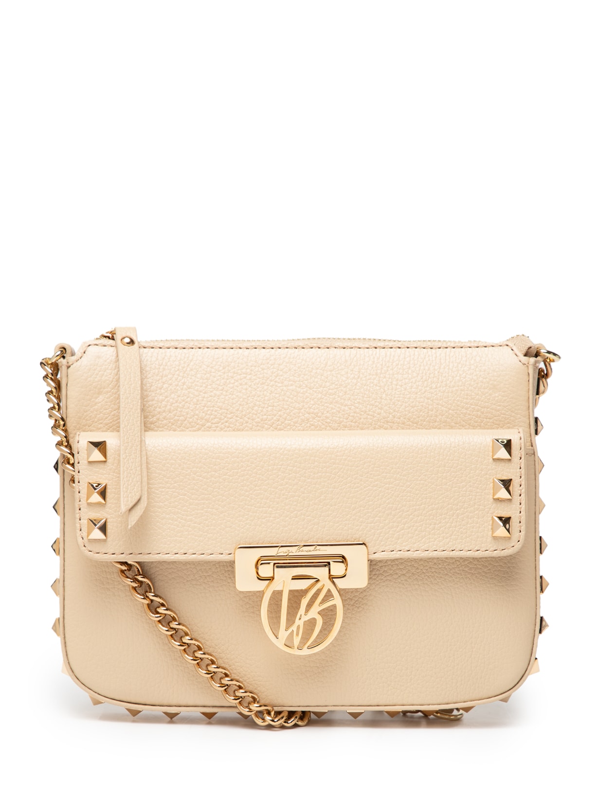 Bolsa Feminina Pequena Quadrada Spikes - Bege