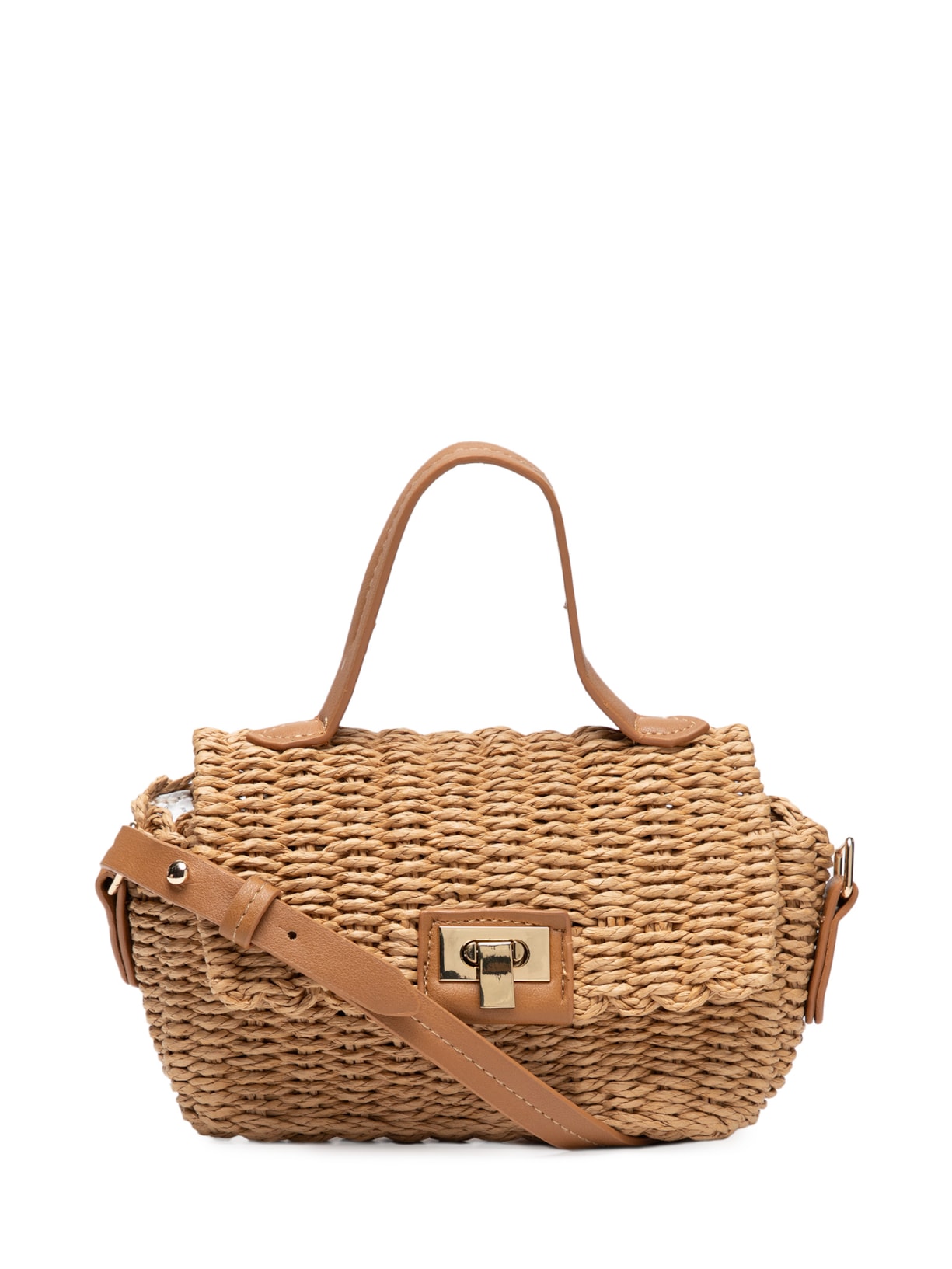 Bolsa Feminina Pequena Rafia Transversal - Bege