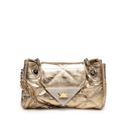 Bolsa Feminina Pequena S95 Couro - Dourado