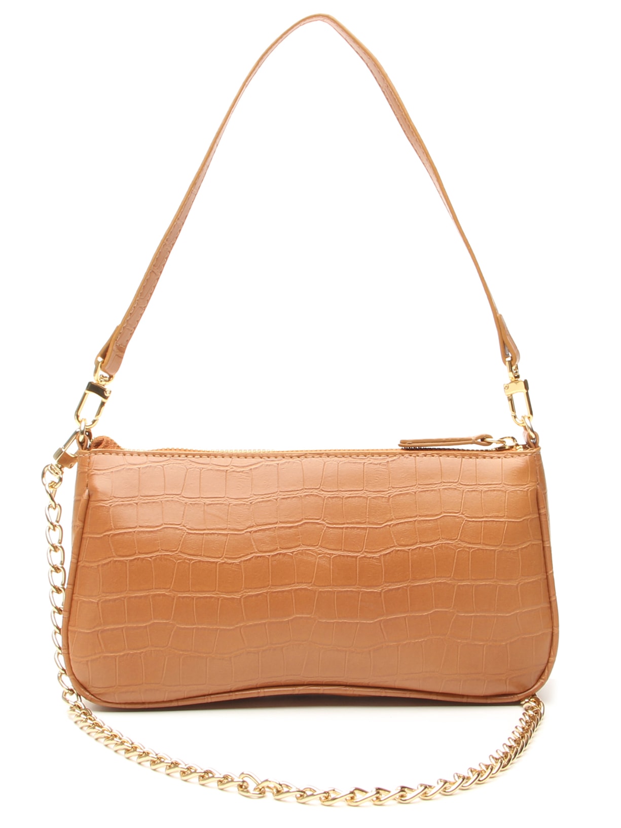 Bolsa Feminina Pequena Shoulder Croco Other Marrom Vicenza