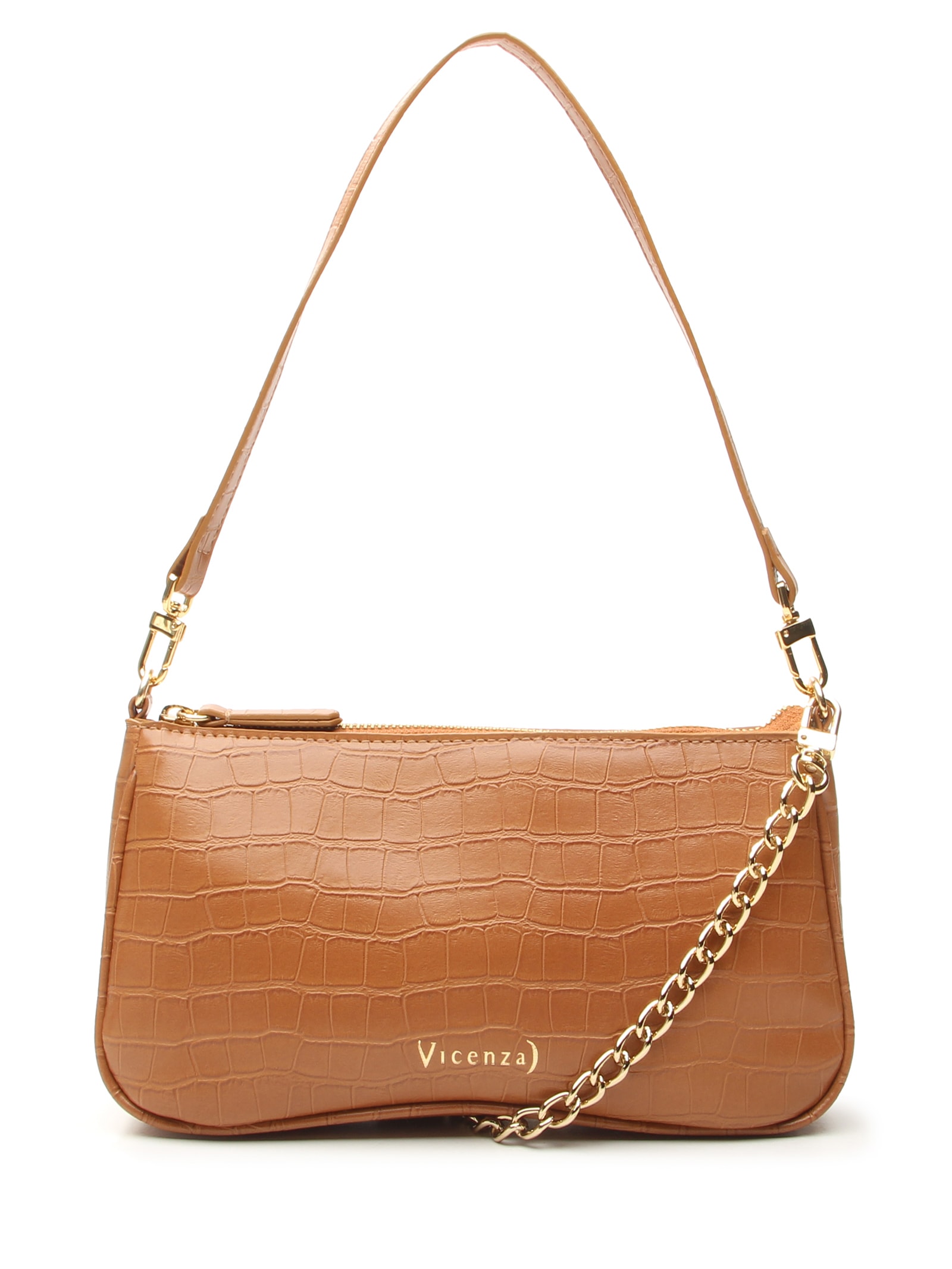 Bolsa Feminina Pequena Shoulder Croco Other - Marrom - Vicenza