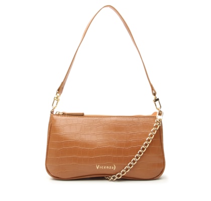 Bolsa Feminina Pequena Shoulder Croco Other - Marrom