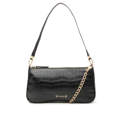 Bolsa Feminina Pequena Shoulder Croco Other - Preto