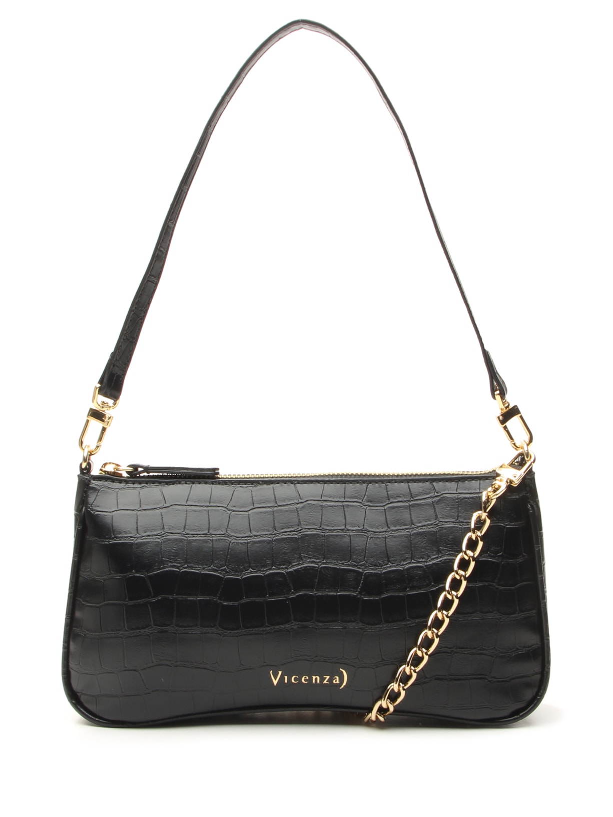 Bolsa Feminina Pequena Shoulder Croco Other - Preto