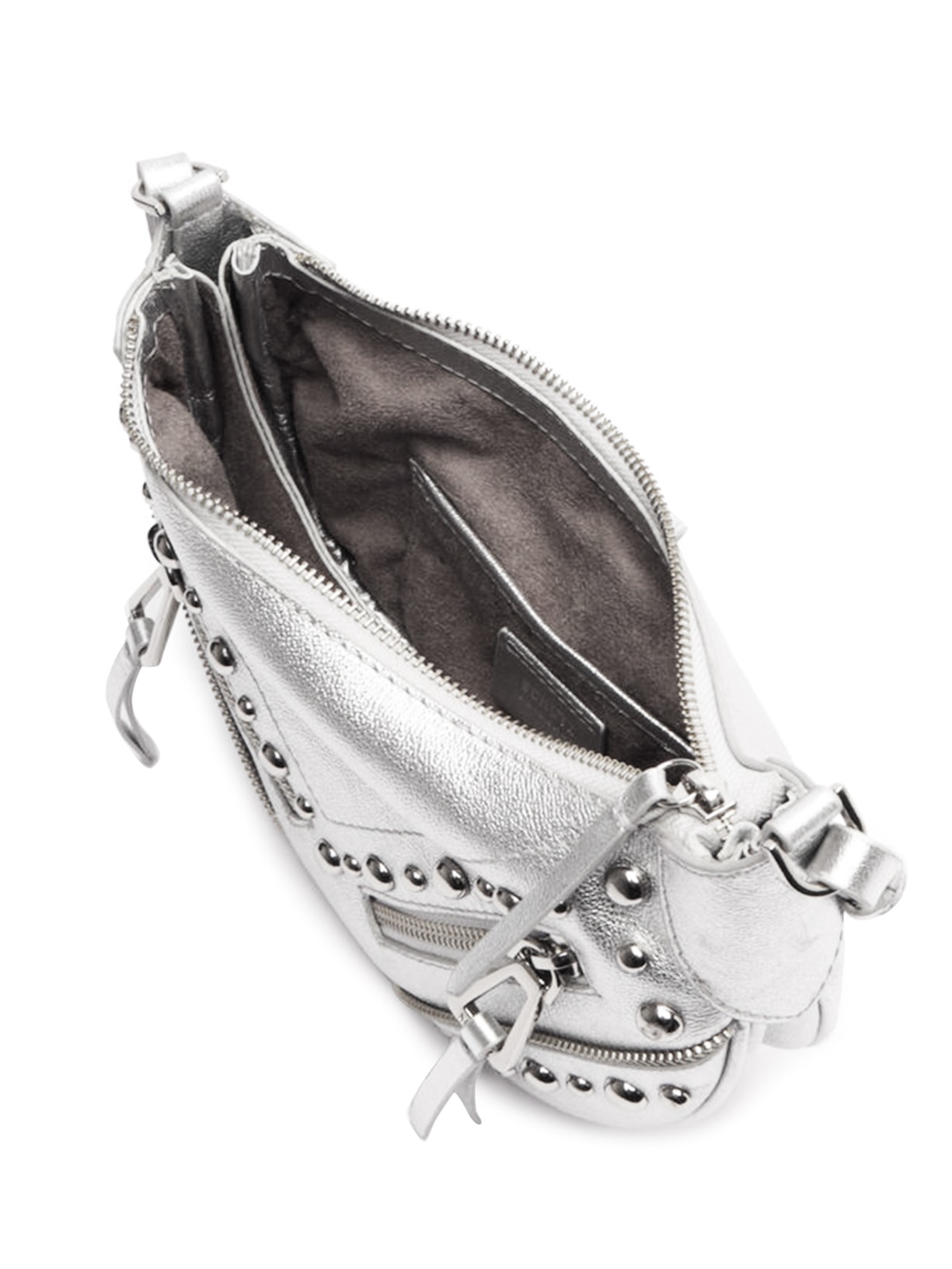 Bolsa Feminina Pequena Tachas Couro Prata Schutz