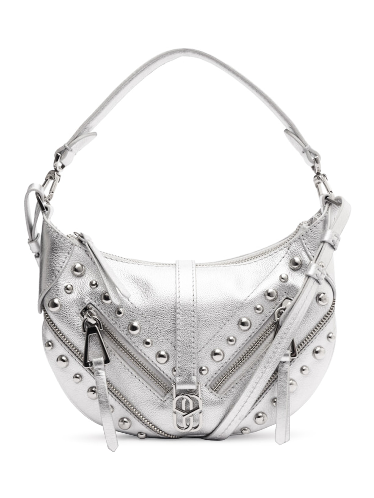 Bolsa Feminina Pequena Tachas Couro Prata Schutz