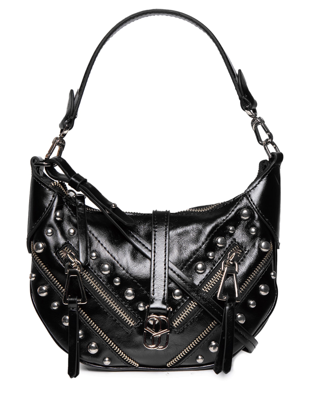 Bolsa Feminina Pequena Tachas Couro - Preto