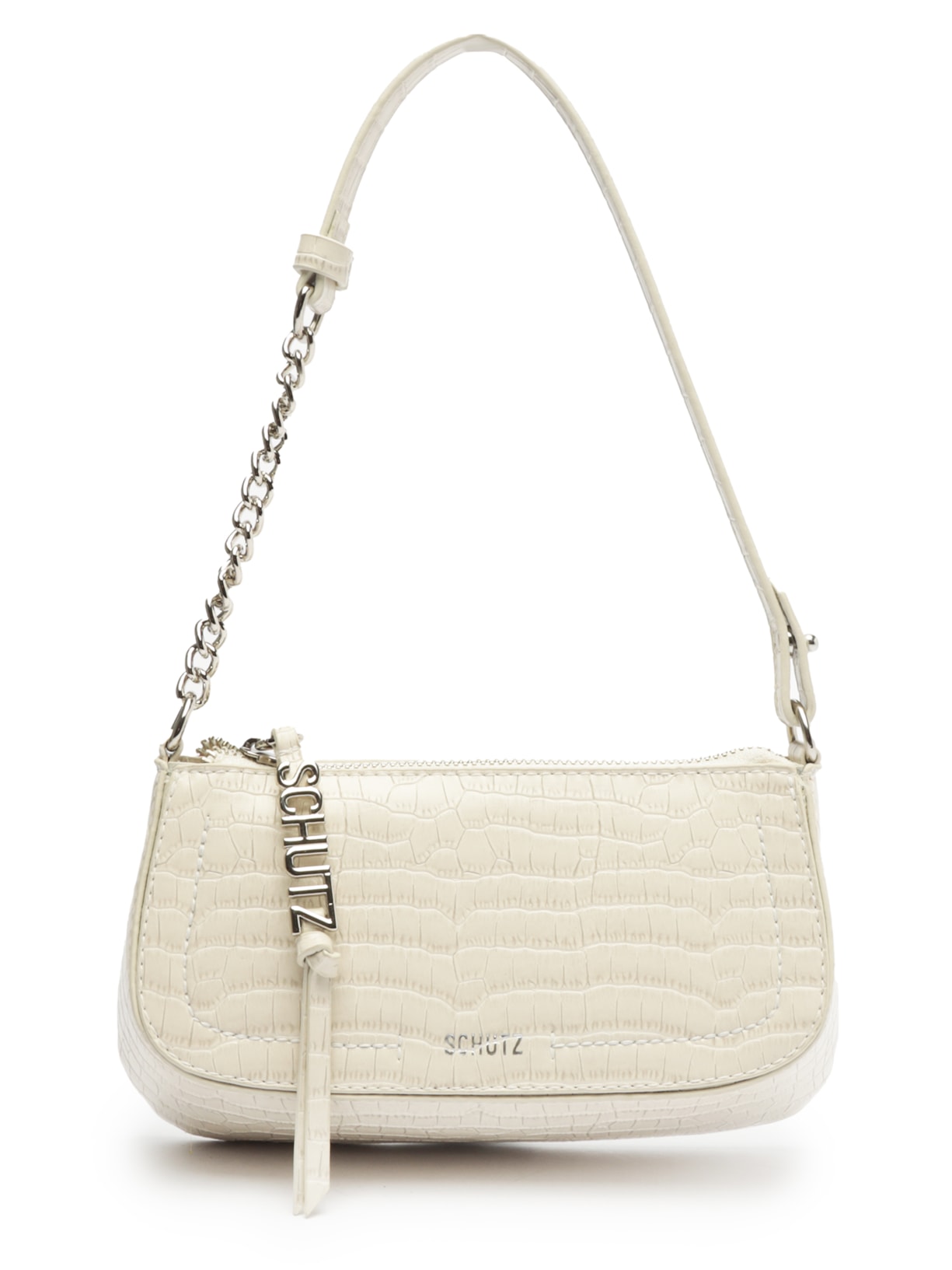 Bolsa Feminina Pequena Tina Croco - Off White