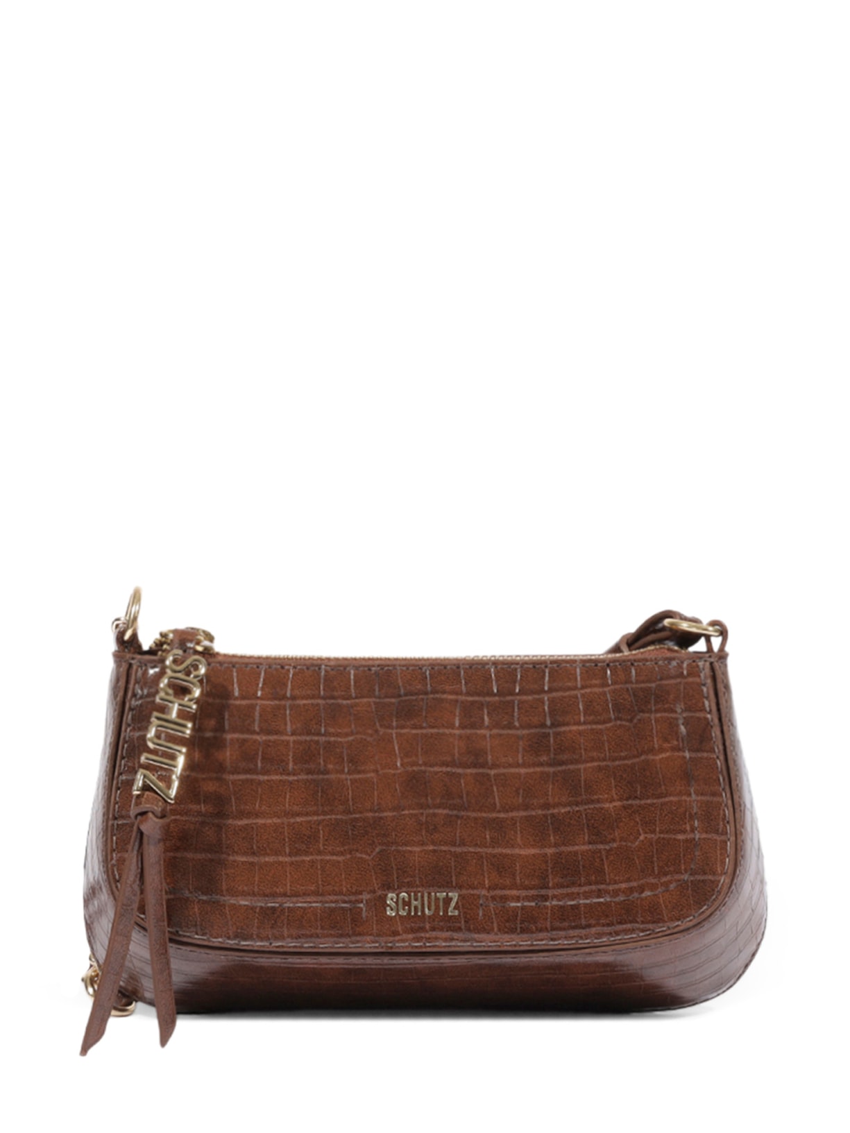 Bolsa Feminina Pequena Tiracolo Tina Croco Corrente Marrom Schutz