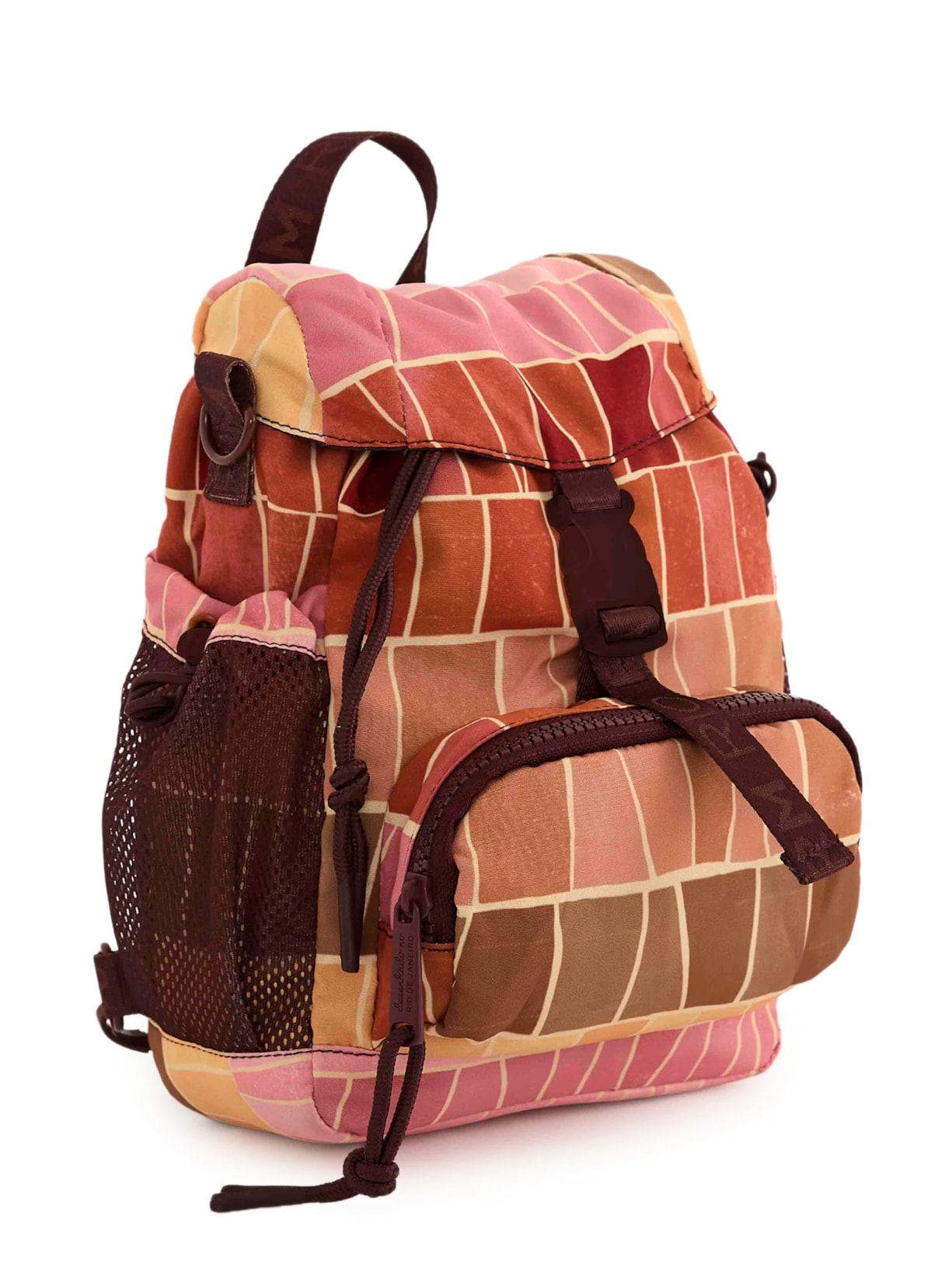 Bolsa Feminina Pipoquinha Listra Mosaico Marrom Farm Etc