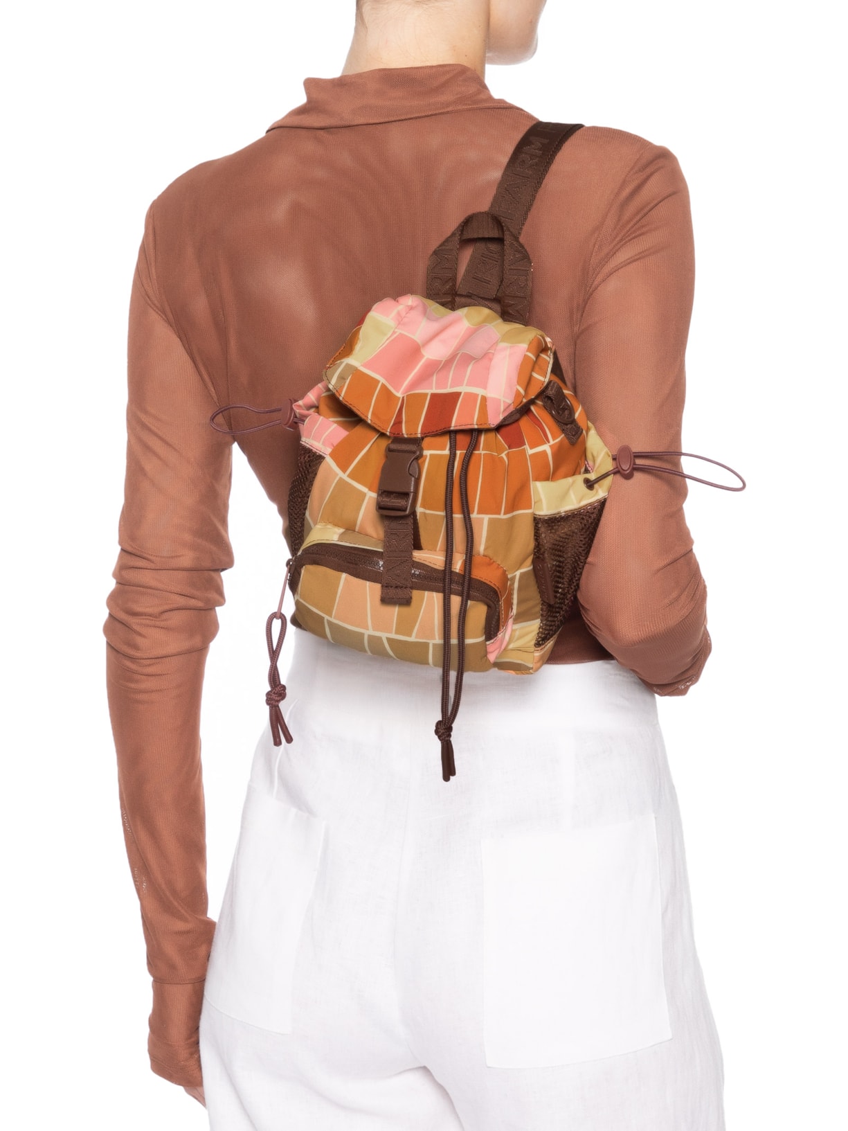 Bolsa Feminina Pipoquinha Listra Mosaico Marrom Farm Etc