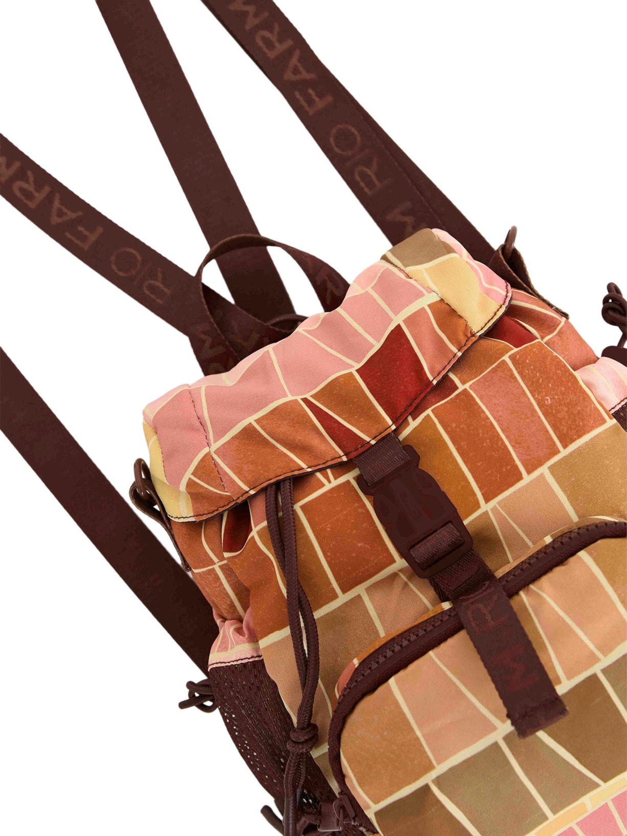 Bolsa Feminina Pipoquinha Listra Mosaico Marrom Farm Etc