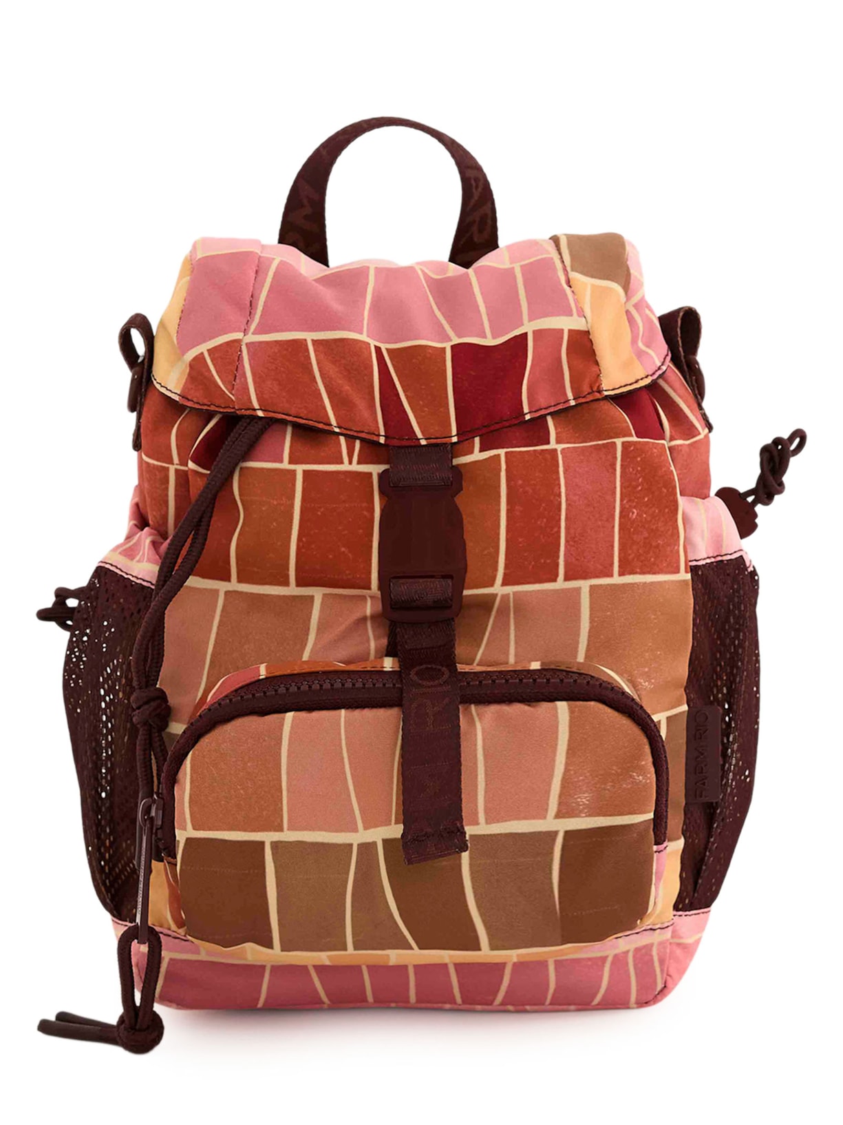 Bolsa Feminina Pipoquinha Listra Mosaico Marrom Farm Etc