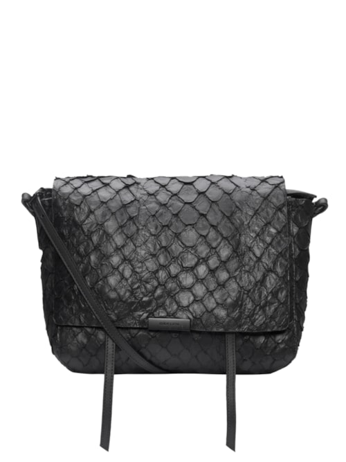 Bolsa Feminina Pirarucu Flap Shoulder - Preto