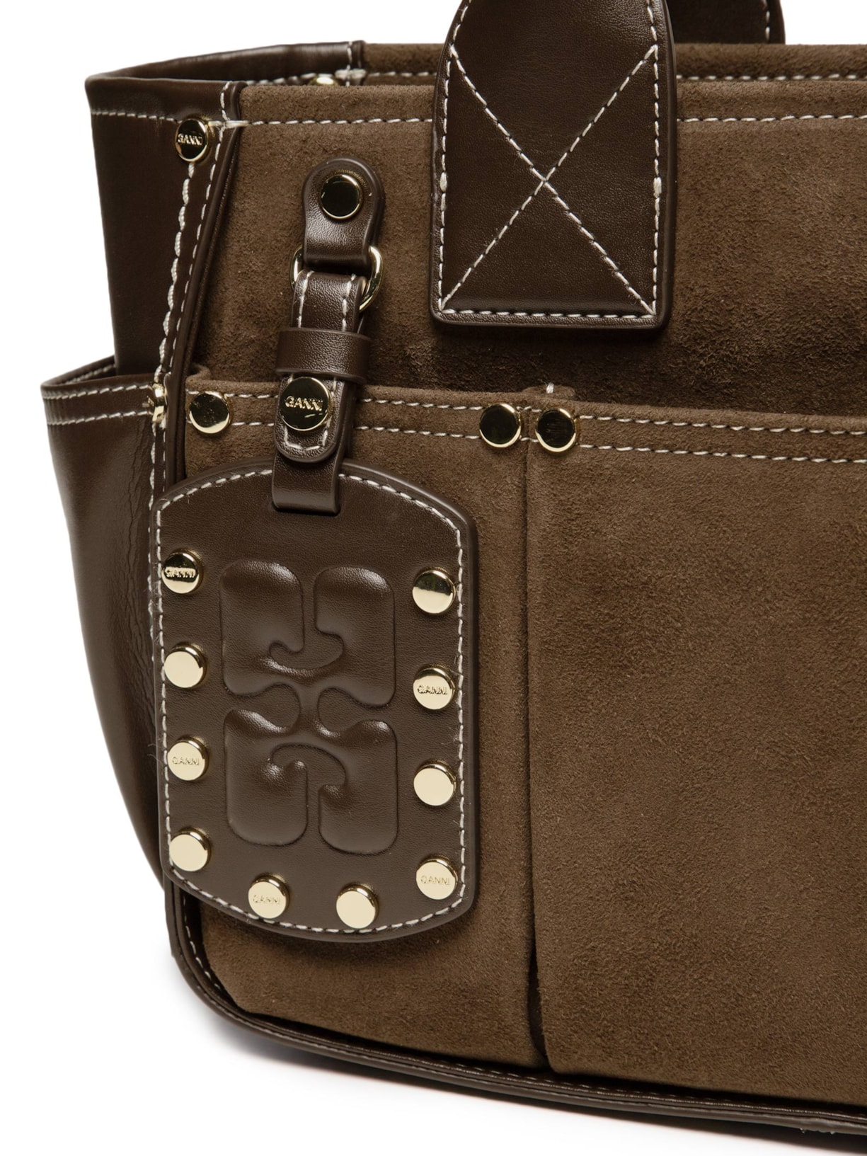 Bolsa Feminina Posy Small Recycled Suede Marrom Ganni