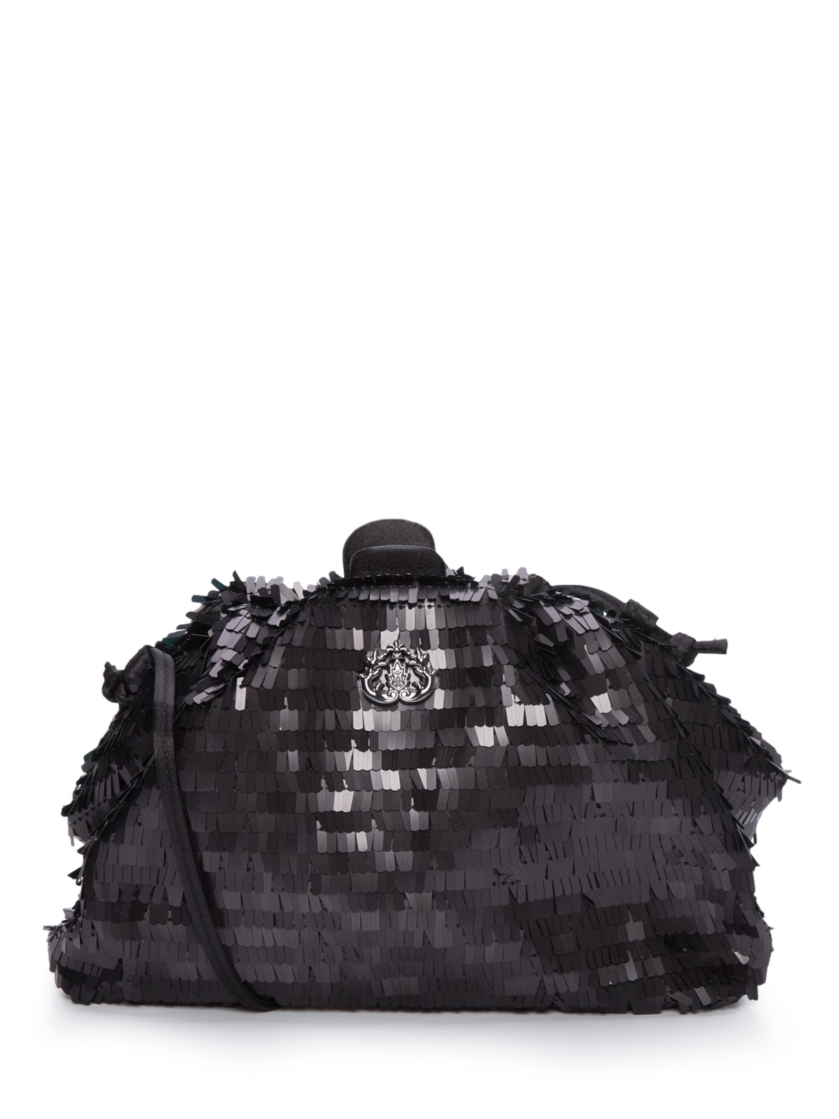 Bolsa Feminina Pouch Em Paetês Com Alça Regulável - Preto