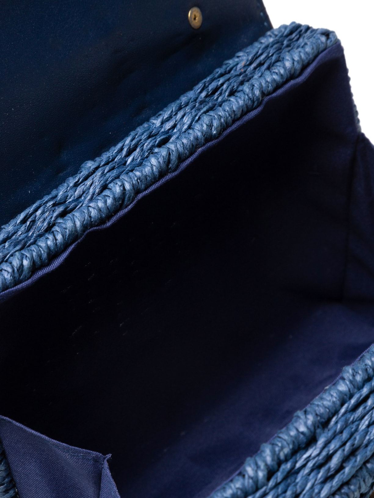 Bolsa Feminina Quadrada Palha Com Detalhes Em Couro Sintético Azul Basiq