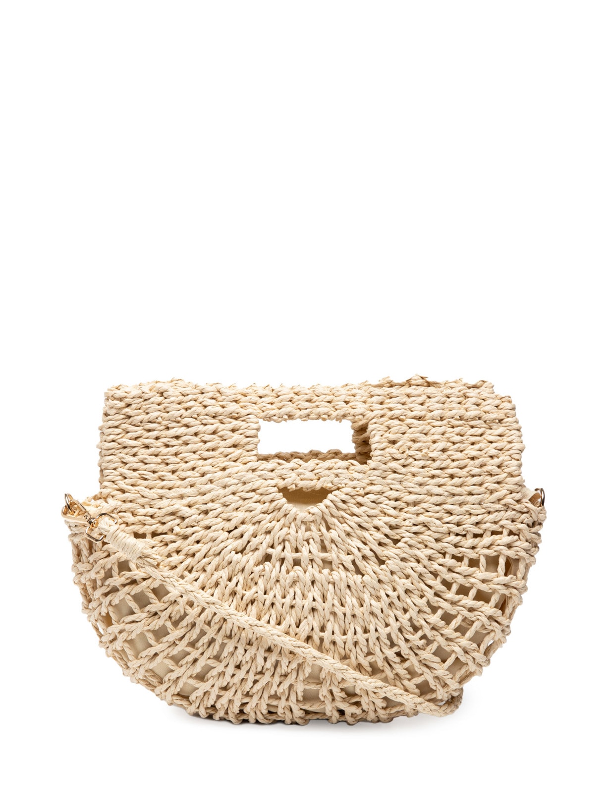 Bolsa Feminina Rafia Meia Lua - Bege