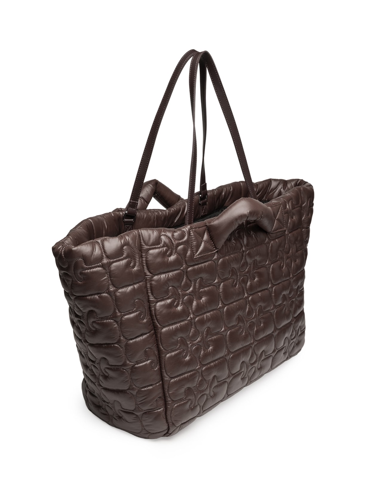 Bolsa Feminina Re-Tech Quilted Tote – Marrom Ganni
