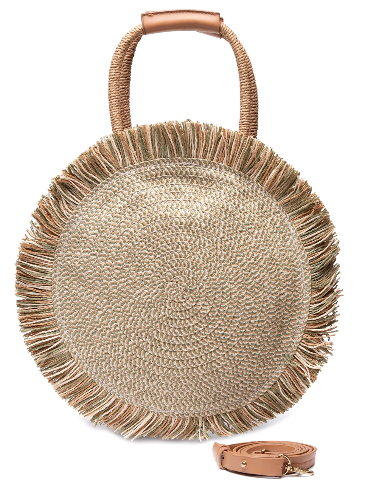 Bolsa Feminina Redonda De Ráfia - Verde