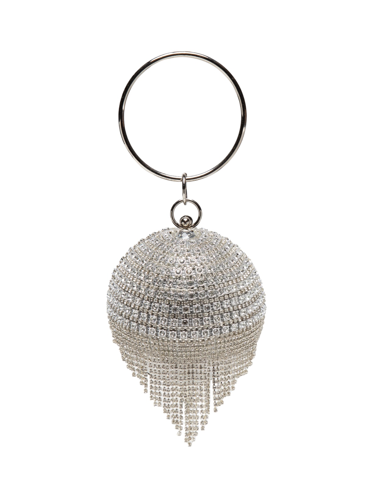 Bolsa Feminina Redonda Strass - Prata