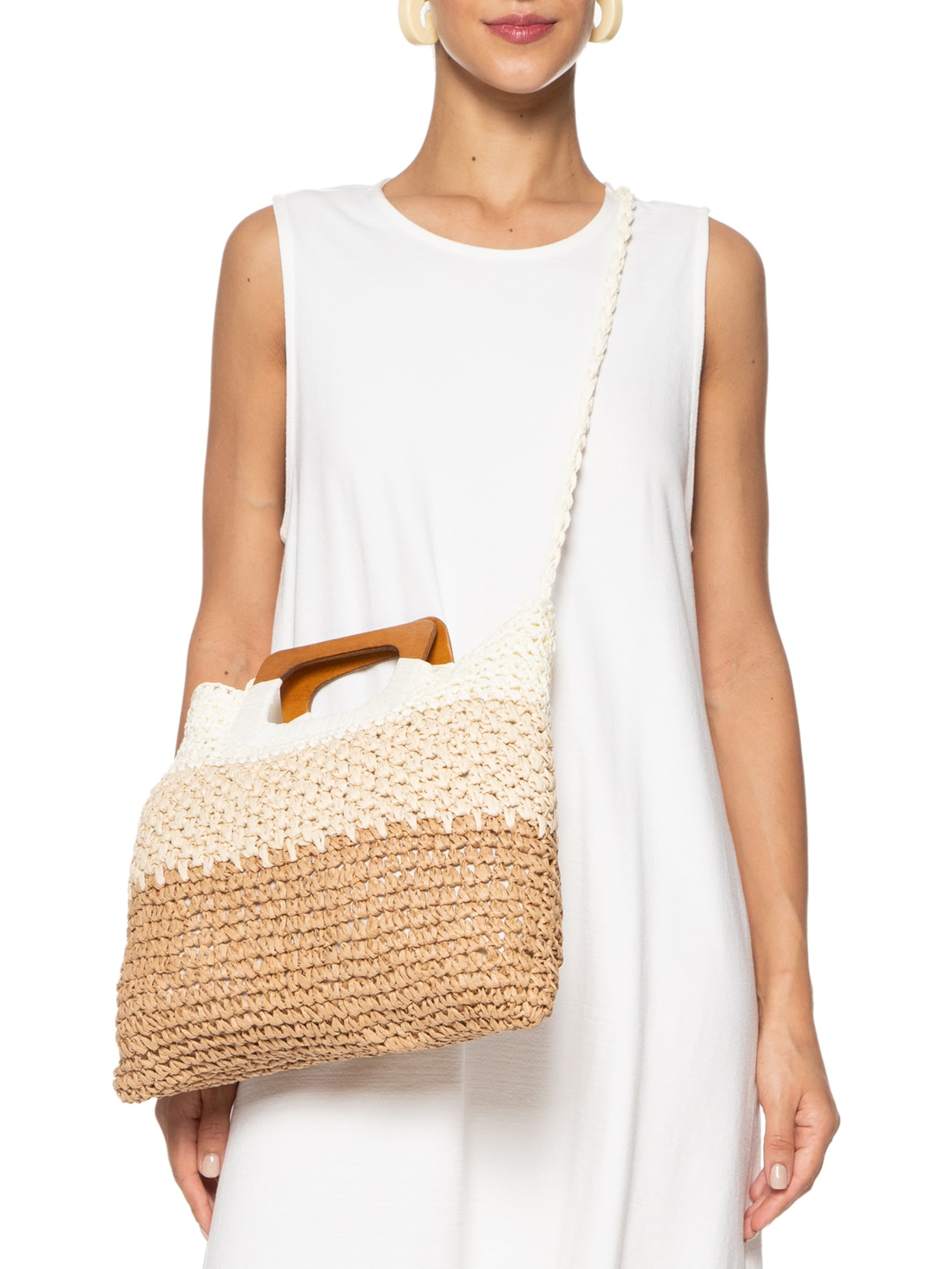 Bolsa Feminina Retangular De Ráfia Bege Mktbeach