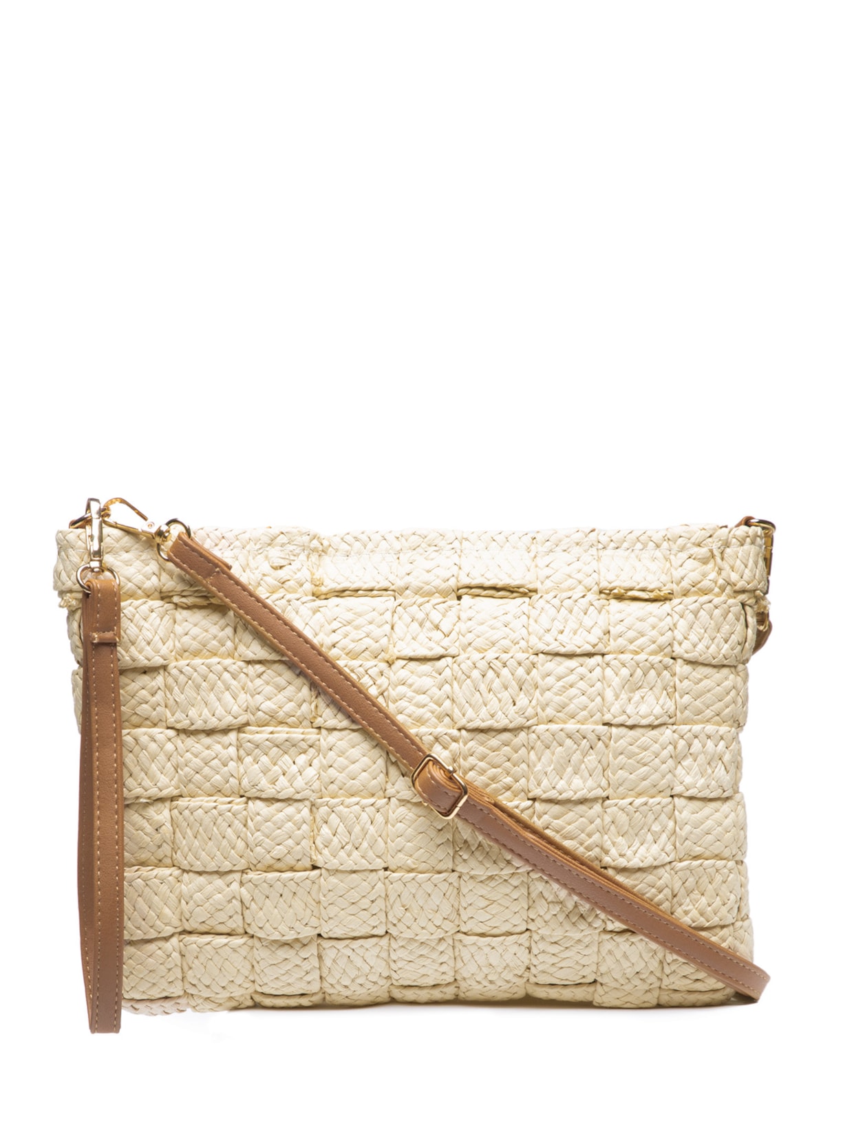 Bolsa Feminina Retangular De Ráfia - Bege