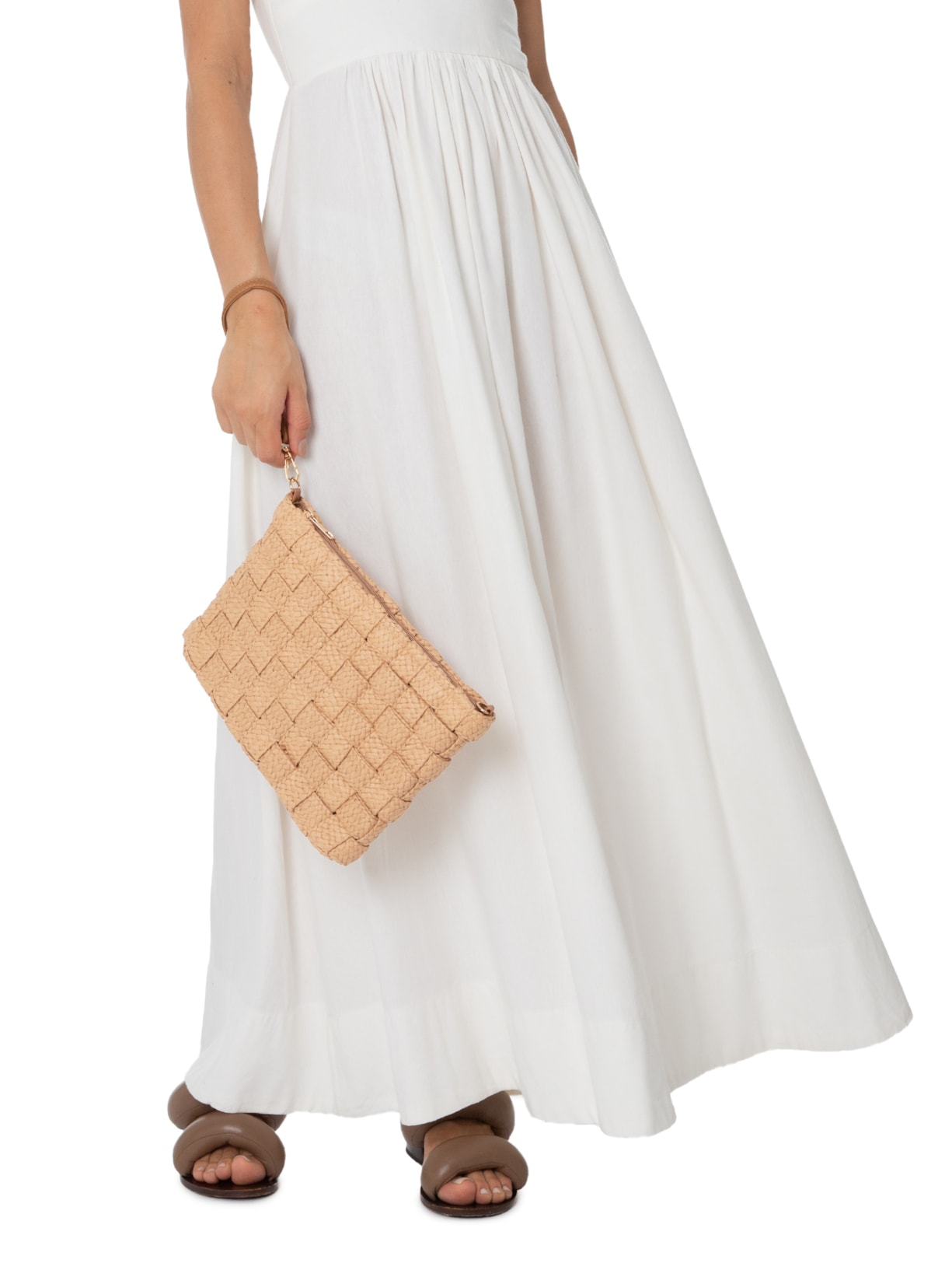 Bolsa Feminina Retangular De Ráfia Marrom Mktbeach