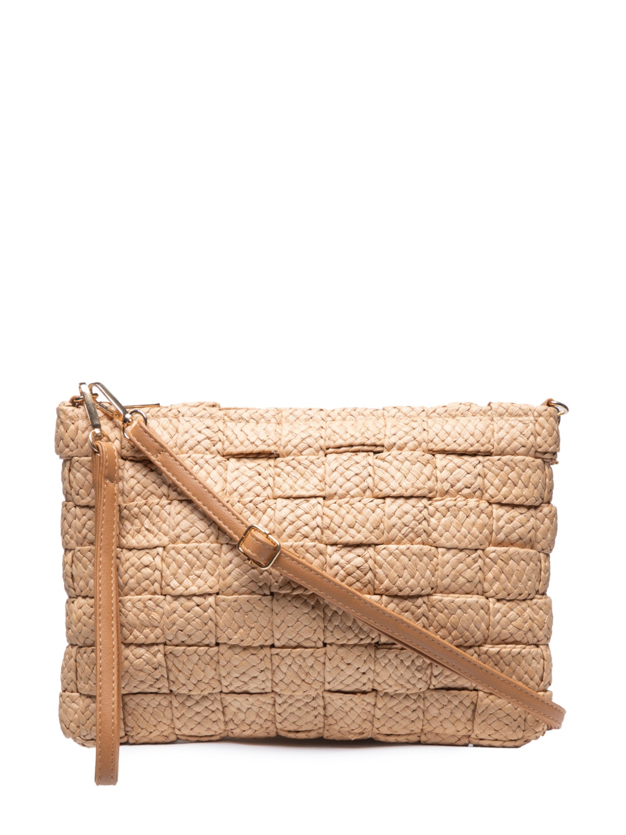 Bolsa Feminina Retangular De Ráfia Marrom Mktbeach